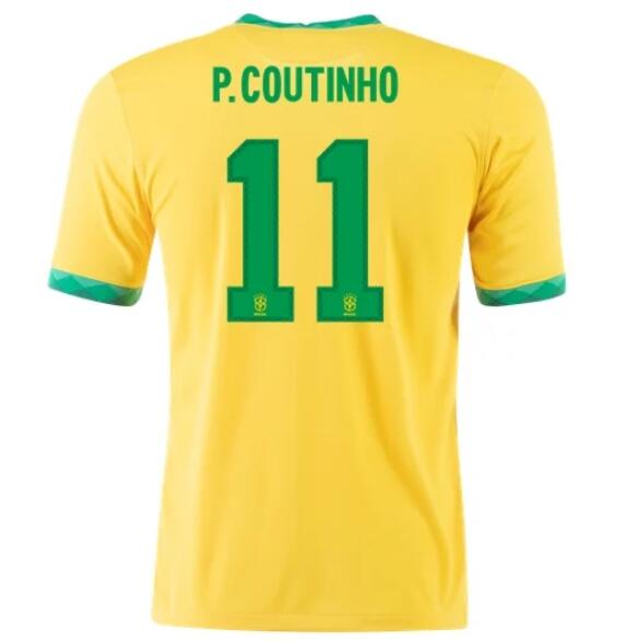 2020 Brazil Home Kit Soccer Jersey PHILIPPE COUTINHO 11